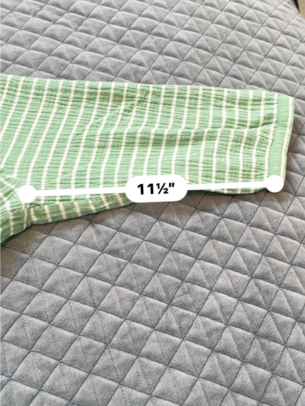 J Jill gauze Green Striped Button-Front top 3/4 sleeve cotton - Picture 9 of 10